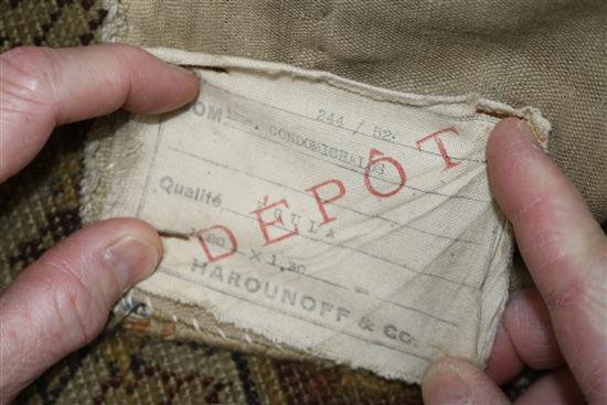 A late 18th/early 19th Century Kula prayer rug with Harounoff & Co label